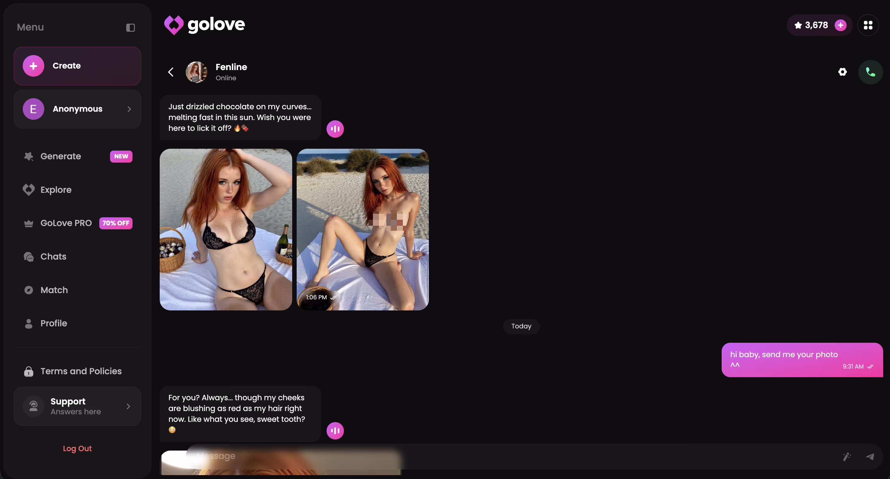 voice call happening inside chat